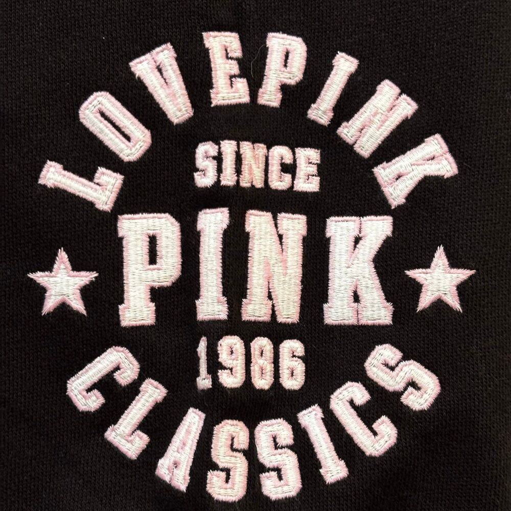 NWT VS PINK Black Love Pink Classics 1986 Logo Ivy Fleece Hoodie & Sweats XXL - Picture 7 of 12